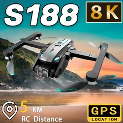 New S188 Mini Drone Professinal 8K HD Camera With Wide Angle Dual Foldable RC Helicopter WIFI FPV Height Hold Childrens Toys Gif