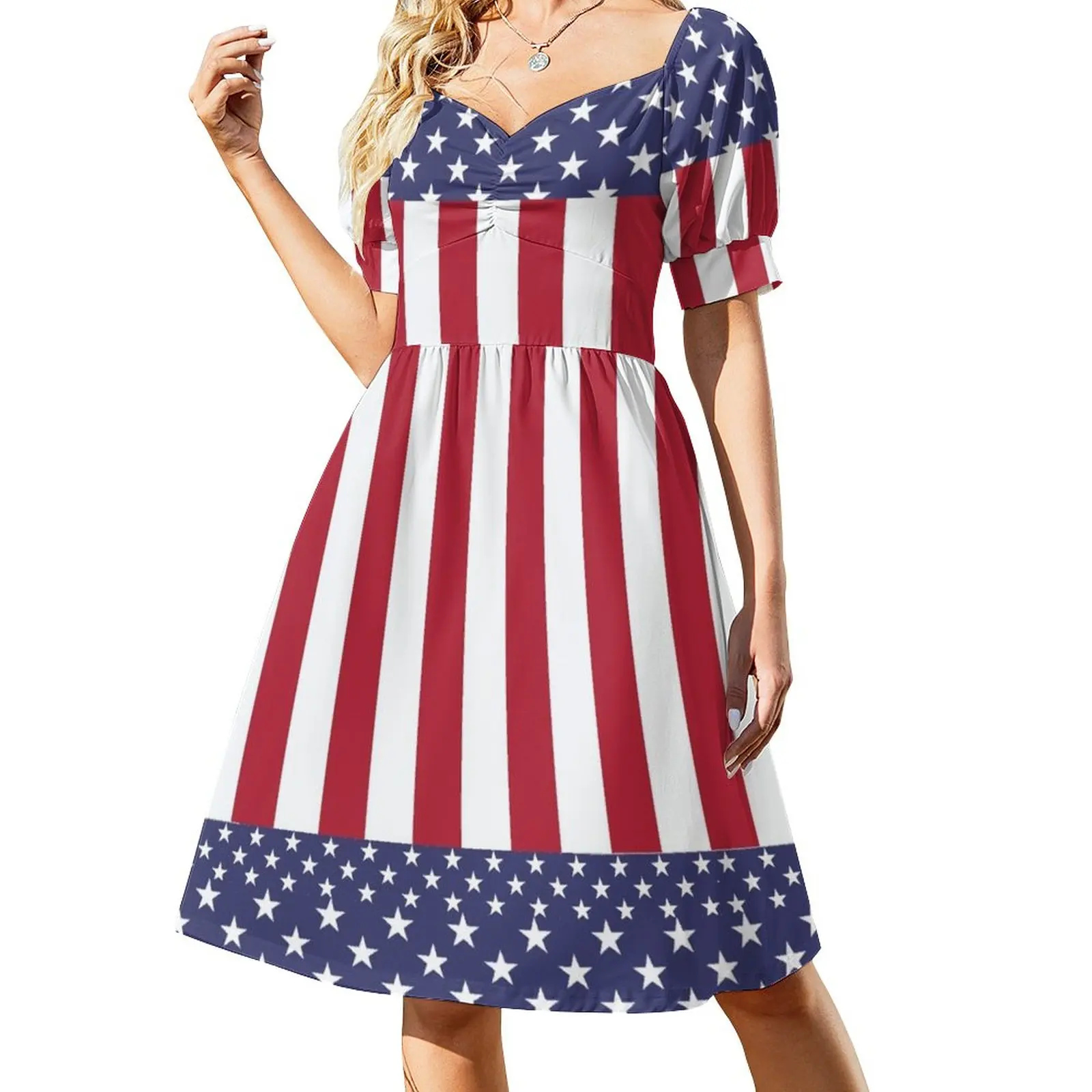 

USA US FLAG RED BLUE WHITESTARS AMIRECA Dress dresses for woman 2023 Women's long dress