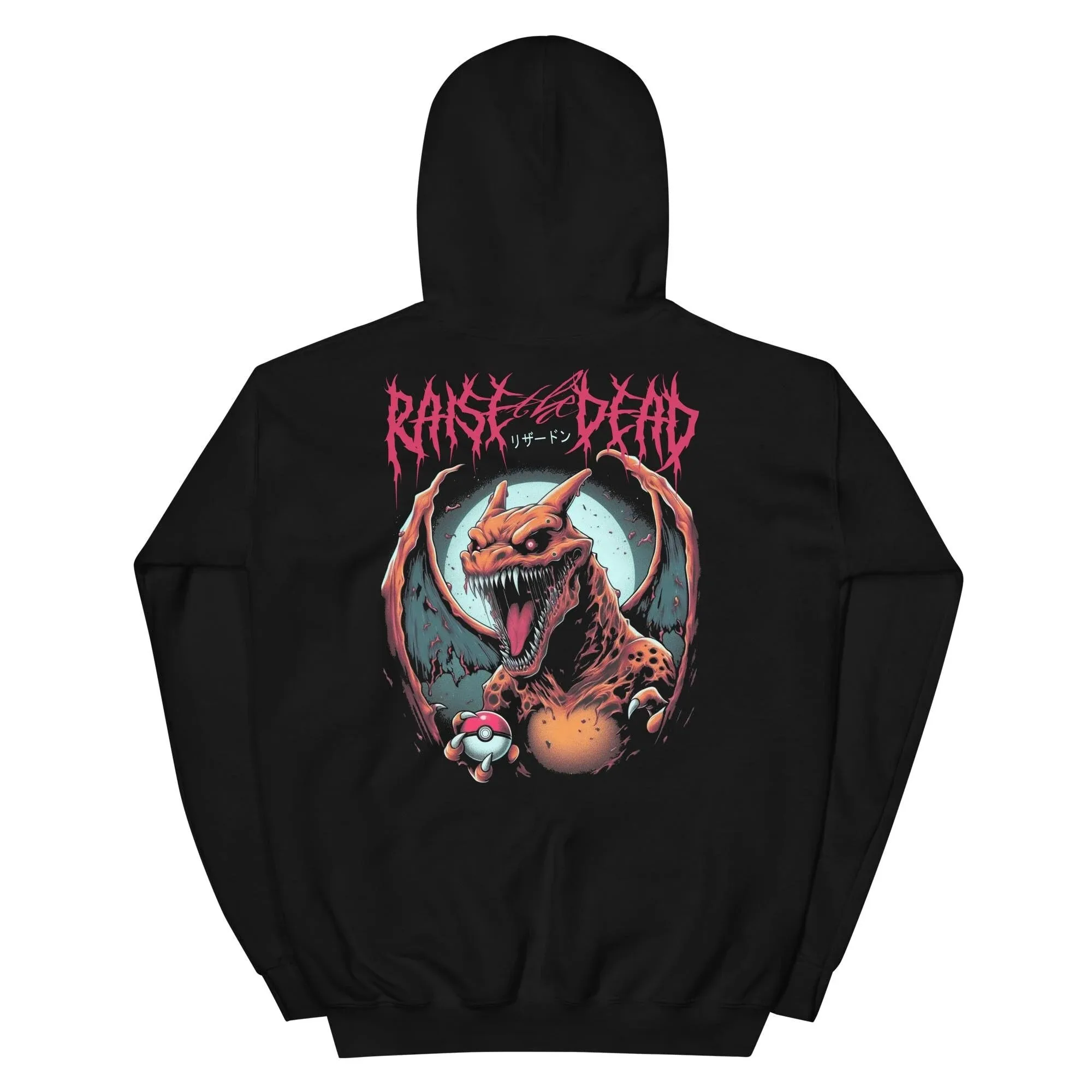 

Soft Comfortable Cotton Hoodie Featuring Bold "Raise The Dead" Dragon Graphic Ideal for Those Who Love Merging Dark Fantasy