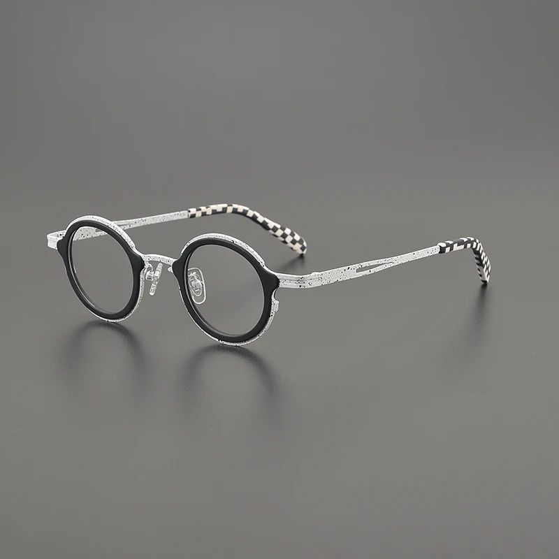 Vintage small frame pure titanium glasses frame men's and women's luxury brand ultra-light two-color optical glasses production