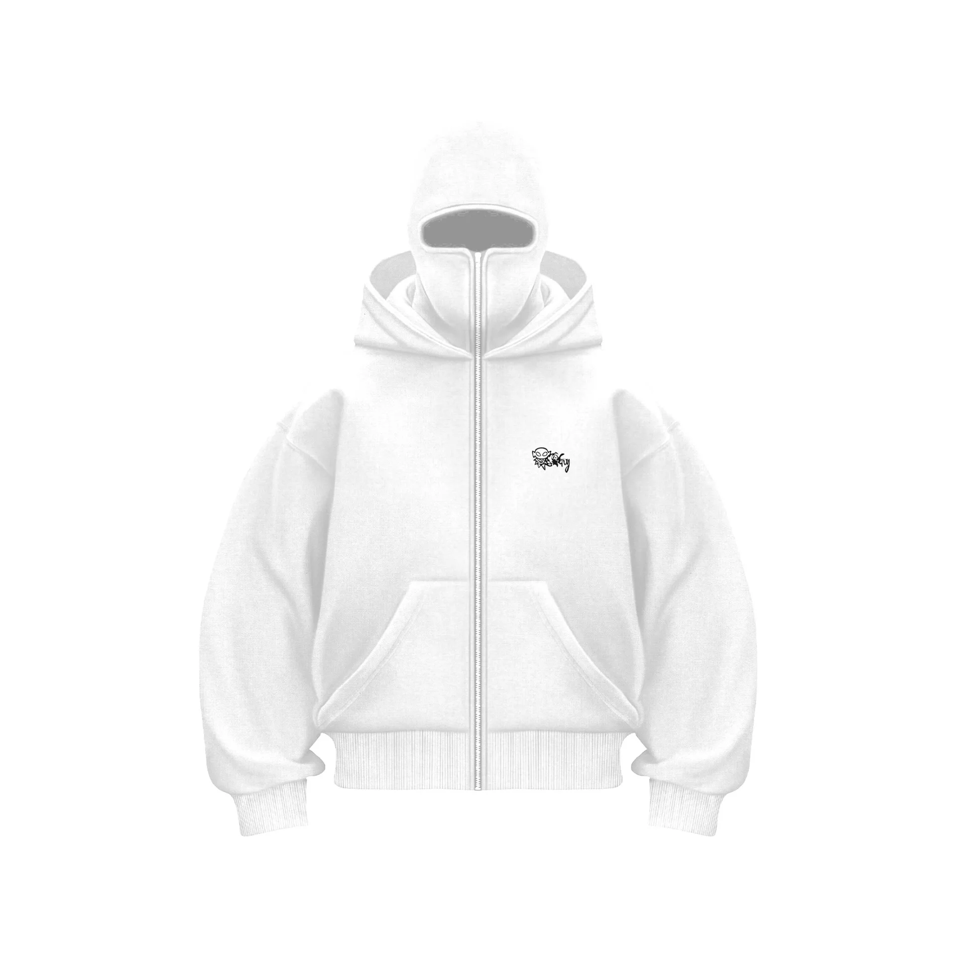 Trendy Ins Harajuku Y2K Casual Zipper Double Hat Splicing Lixo Design Moda Gótico Hoodie Sportswear