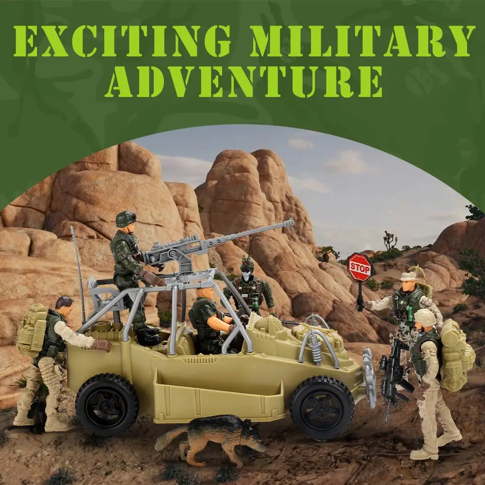 ViiKONDO Military Vehicle Model Kit Toy Armored Vehicle Movable Part Compatible 1/18 Action Figure Fun Army Men Wargame Boy Gift