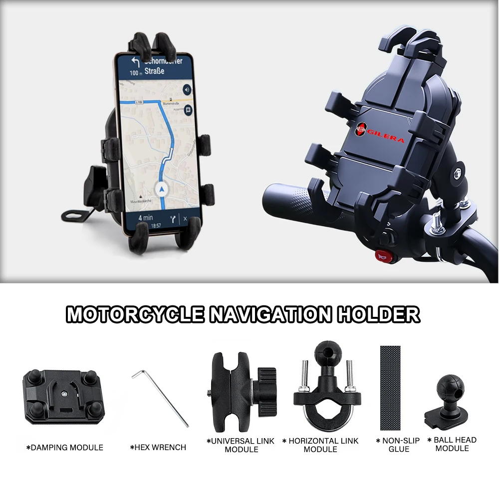 Motorcycle Phone Holder With Shock Absorber Anti-Vibration 360° For Gilera GP800 Fuoco Nexus 500 Runner 125 200 NEXUS250