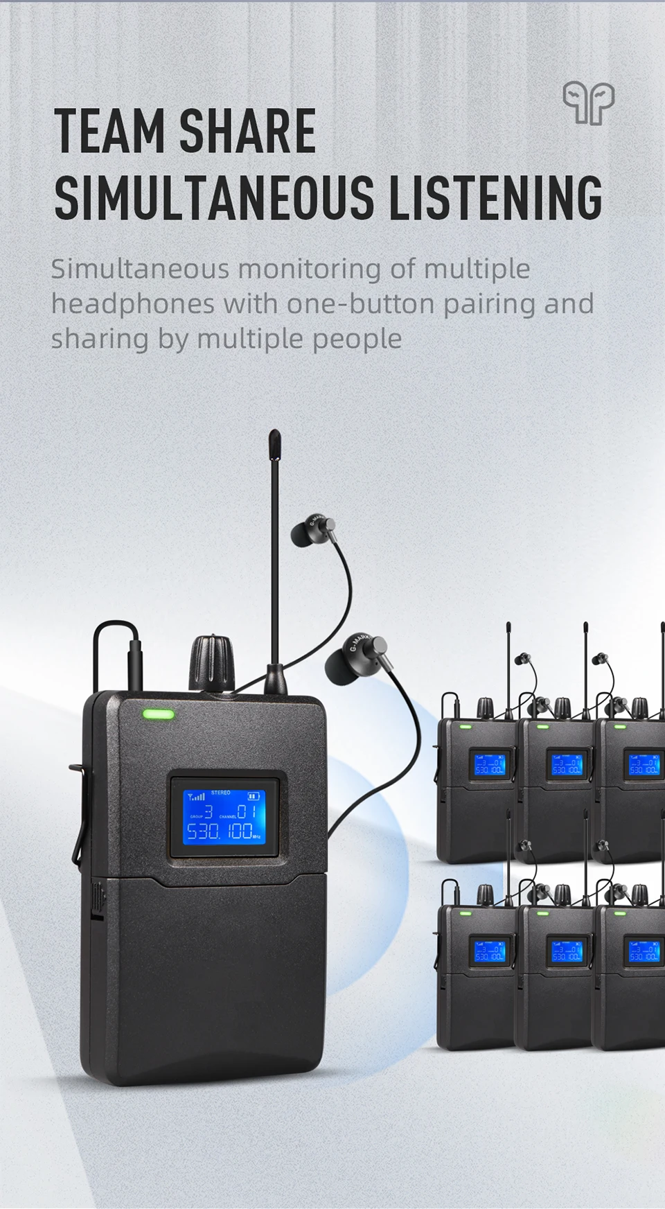 Paulkitson G6000 PRO Drahtloses In-Ear-Monitoring-System IEM Drahtloses Bühnenmonitoring UHF Stereo Zero-Delay Metallgehäuse für Sänger – Detail 5