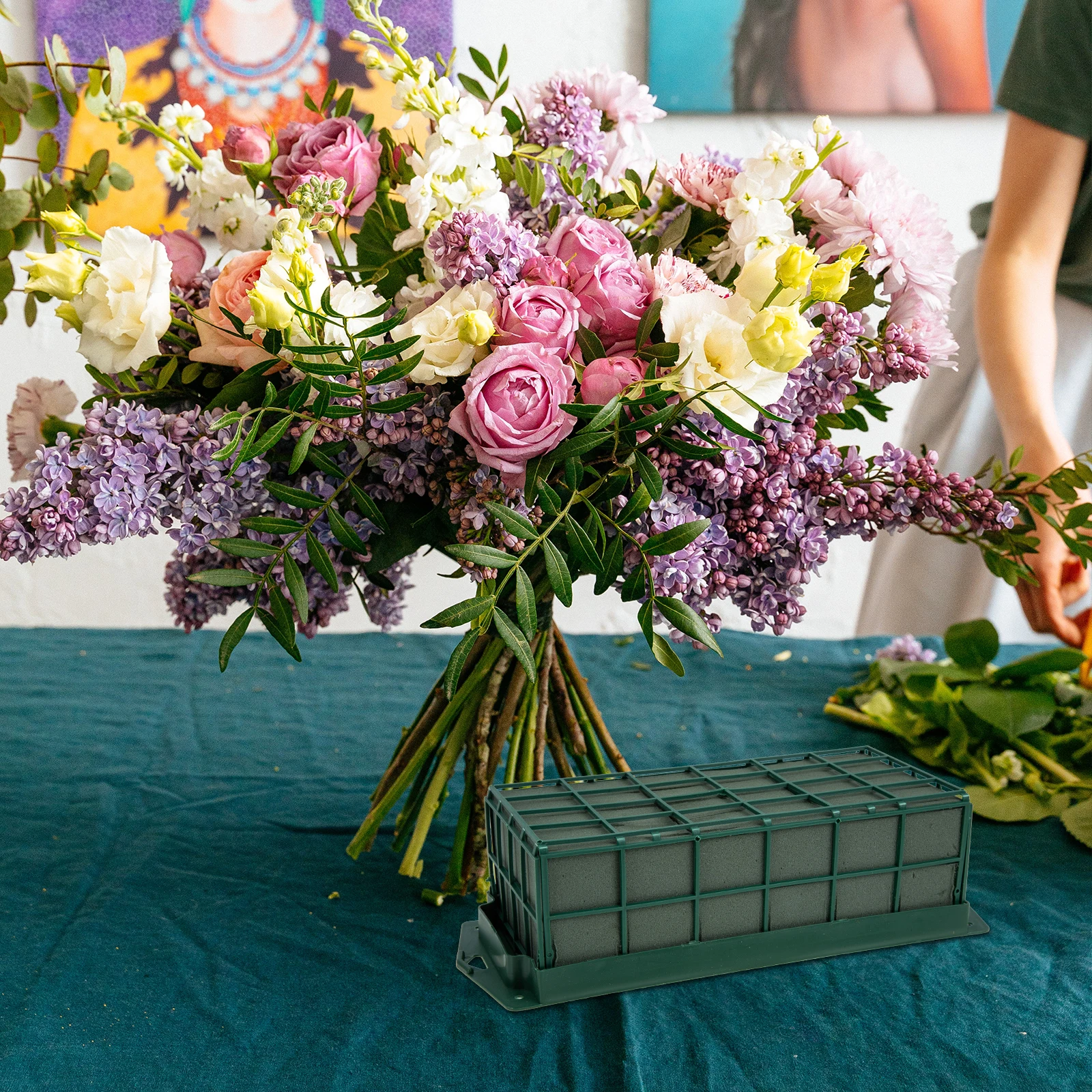 

Floral Arrangement Foams Sponge Holder Shaped Green Foam PP Flower Supplies Lightweight Compact Size Design Easy Water