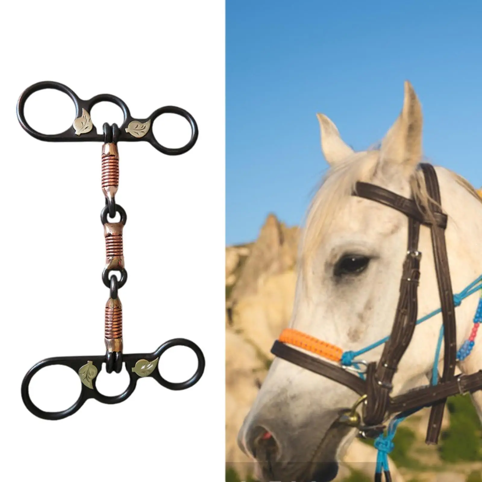 Horse Bit elegan penunggang kuda 12.7cm, aksesori latihan di luar, gigi pelindung mengunyah kuda logam