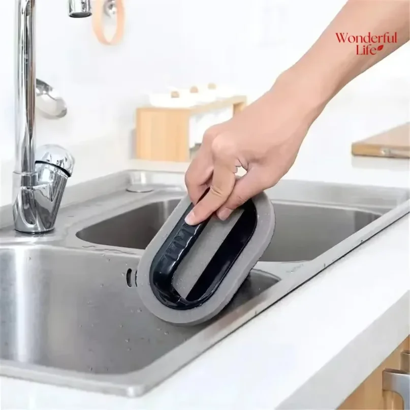 Magic Emery Sponge Brush Wipe Eraser Cleaner Kitchen Bath Rust Strong Decontamination Cleaning Tools With Handle Household Tools