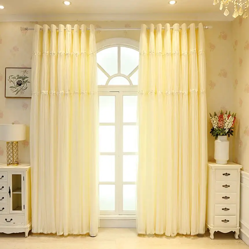 Korean Double Pink Princess Curtains for Living Room Embroided Lace Curtain for Bedroom Wedding Shade Curtain Tulle Cloth Drape