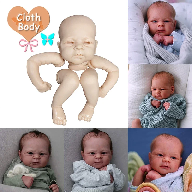 17inch Elijah Reborn Doll Kit Baby Soft Touch Flexible Lifelike Fresh Color Unfinished Doll Parts with Body and Eyes