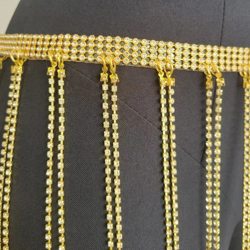 Halloween Frauen Röcke Quasten Unten Mini Glänzende Luxus Pailletten Rock Nachtclub Party Bikini Bademode Cover Up Körper Kette 2025 – Detail 9