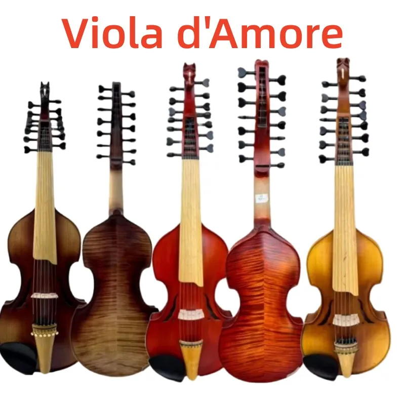 Professional Viola d'Amore Baroque style Master beautiful 7×7 Strings 16