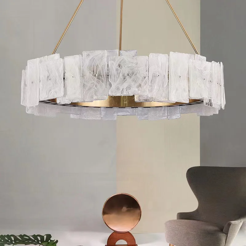Modern Cloud Glass Chandelier Luxury Creative Pendant Lamp LED Round Hanging Light For Parlor Bedroom Dining Room Loft