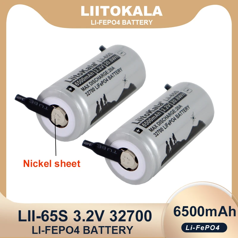 LiitoKala LII-65S 6500mAh 3.2V 32700 LiFePO4 Battery 35A Continuous Discharge Maximum 55A High power batteries DIY Nickel sheet