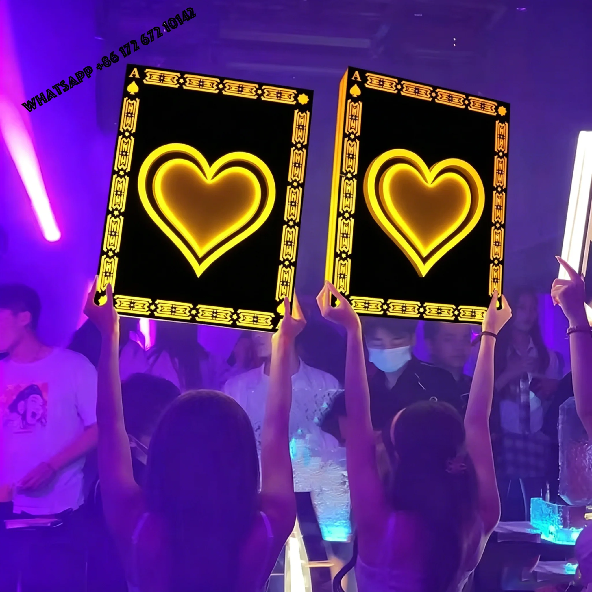 Led Luminous Spades Eco-friendly Ice Bucket Party Night KTV Charging Advertising Customized Logo Bar Hand Sign Art Deco Acrylic