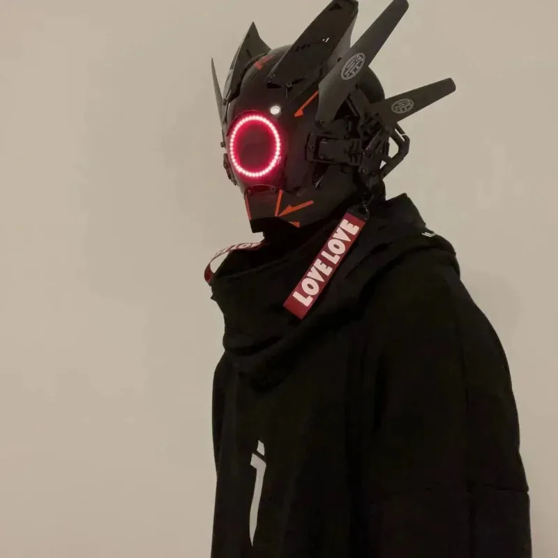 Máscara Cyberpunk LED hecha a mano, máscara de Cosplay facial personalizada, casco de ciencia ficción, juguetes de fiesta para hombres y mujeres