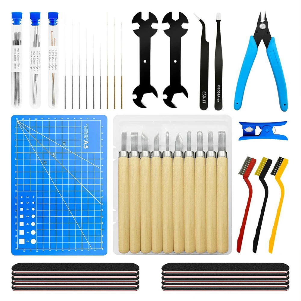 61 Pieces 3D Printer Tool Kit 3D Print Accessories Nozzle Cleaner 3D Printing Tools Model Clean up Set