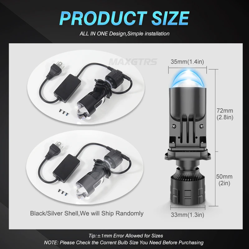 2X H4 9003 Hi/Lo Beam LED Mini Projector Lens Headlight Bulbs Canbus Automobile Lamp LHD 12000LM Focused Motorcycle Light