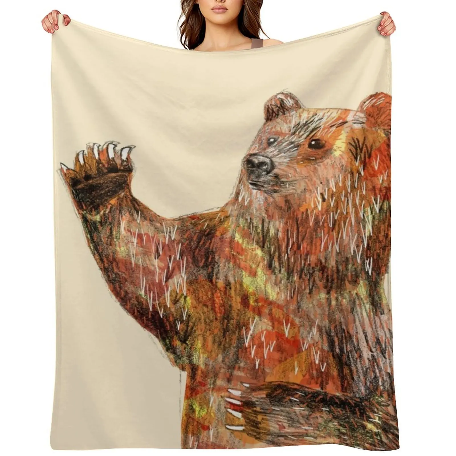 

Bear Throw Blanket Hairys anime Warm Thermal Blankets