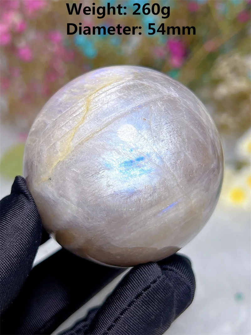 

Natura Crystal Stone Blue Moostone SPhere Free Form Carving Reiki Healing Stone Home Decoration Exquisite Gift