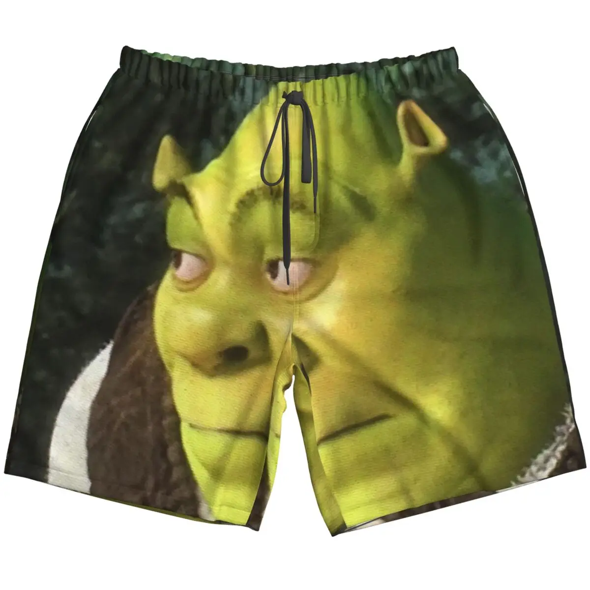 Funny Shreks Meme Men's Swim Trunks Quick Dry Shreks Face Bathing Suit Board Shorts Mesh Lining Beach Swimwear