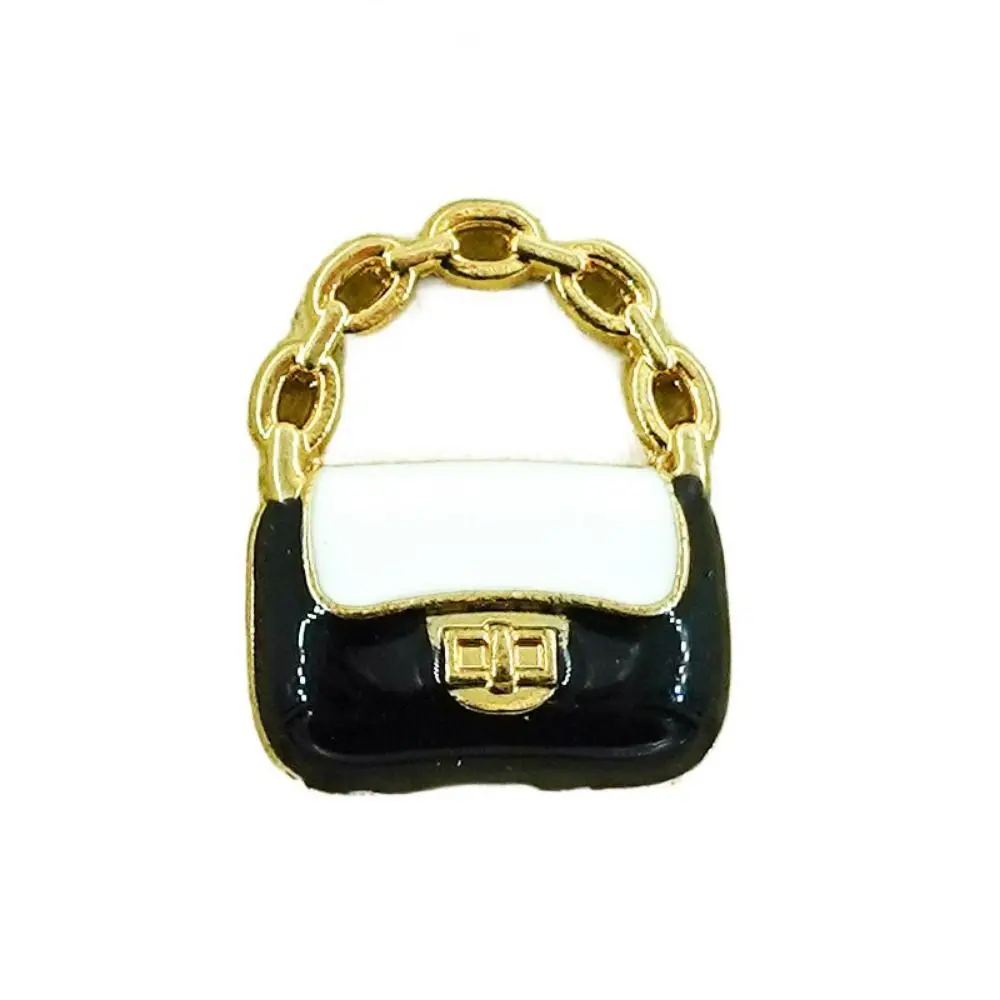 

DIY Toy Dollhouse Miniature Metal Handbag Fashion Black/White Doll Miniature Bag Decoration Cute Dollhouse Mini Metal Chain Bag