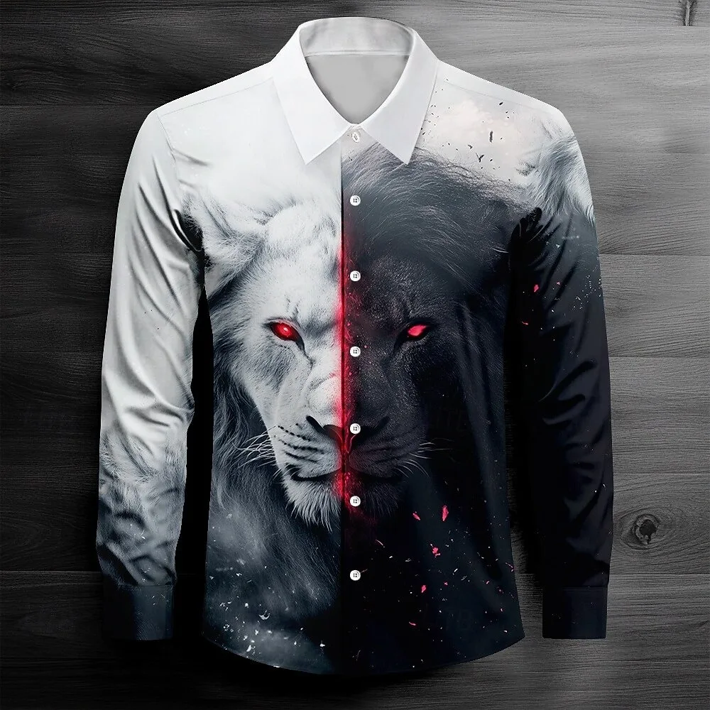 New men's Skull Romantic Halloween Button Up Shirt Long Sleeved Streetwear With 3D Printed Collar Shirt Top