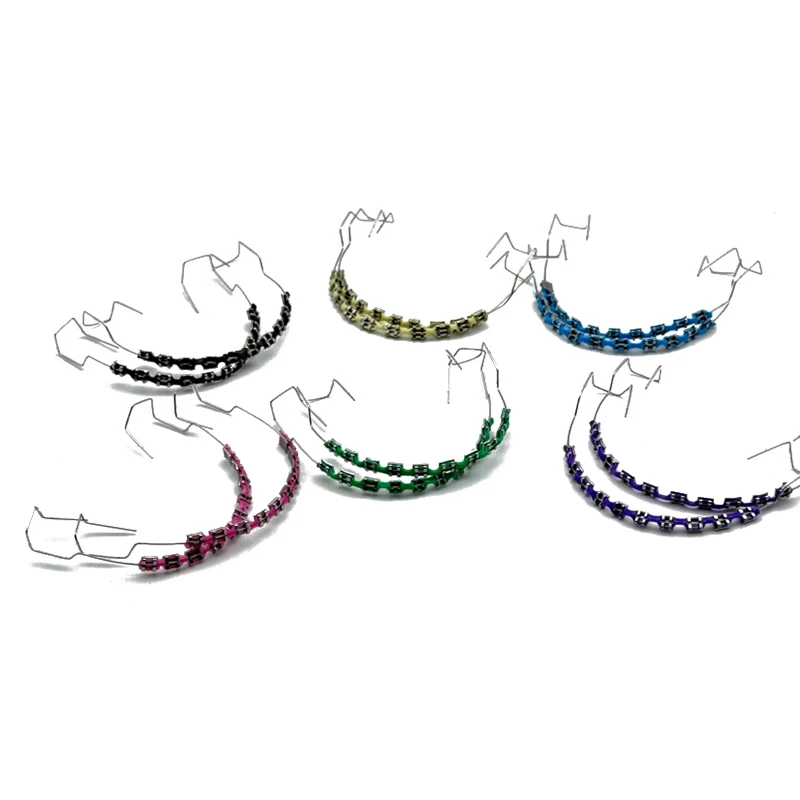 1 Pair Fake Braces Colorful Brackets For Teeth Temporary Metal Wires Metal Bracket Orthodontic Ligature Ties Dental image 5