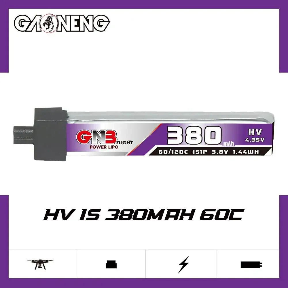 6PCS GNB 380mAh 3.8V 1S 60C HV 4.35V Lipo Battey With A30 Plug For BETAFPV Ceuts FPV Kit Racing Drone DIY Plug VS BETAFPV BT2.0