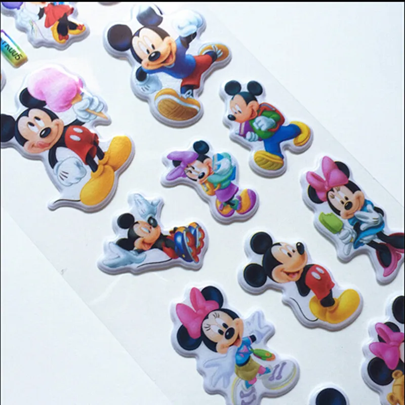 10PCS Cute Mickey Mouse Minnie Stickers For Kids Cute Anime Stickers Luggage Notebook Scrapbooking Sticker toys