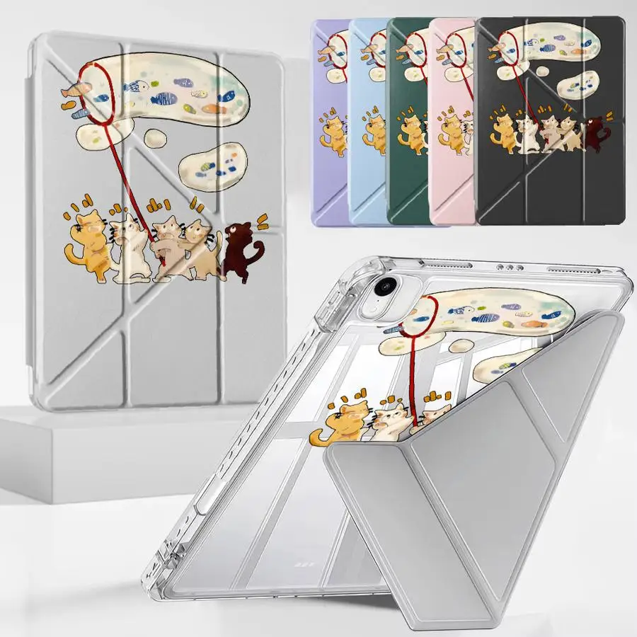 Holder Cover Tablet Case For iPad Pro 11th 10th 9th 8th 7th 12.9inch Pro 2025 Air 4 5 M3 M2 M4 11inch Mini 6 7 Y-Fold Cartoon