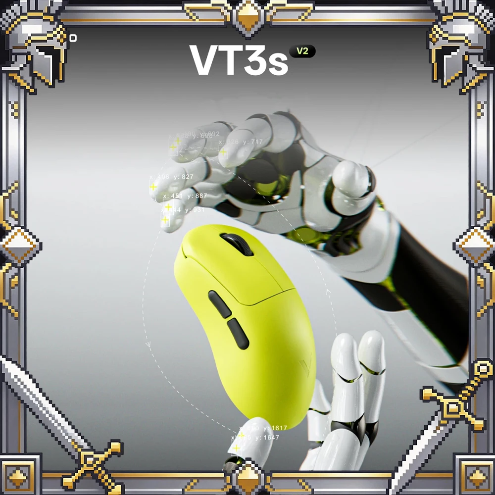 Rapoo VT3S Pro V2 Mouse Dual Mode Wireless Mice Paw3955 Sensor 8000Hz Polling Rate Lightweight Gaming Mouse PC Accessories