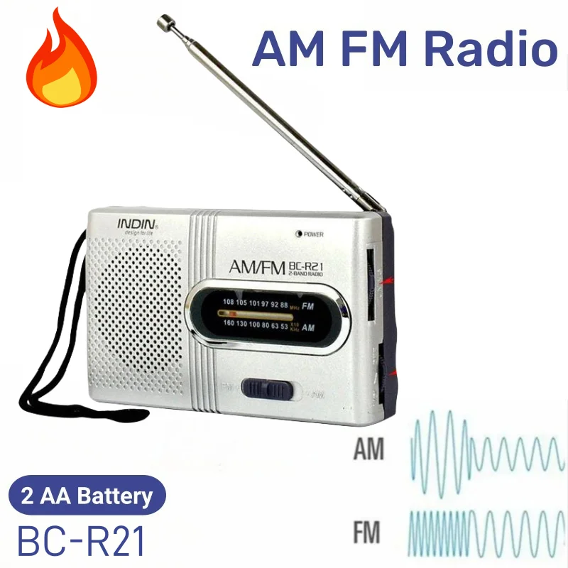 NEUES BC-R21-Radio AM FM, batteriebetrieben, tragbarer Radioempfang, langlebig, für Notfall, Laufen, Gehen, Heim-Radio-Player