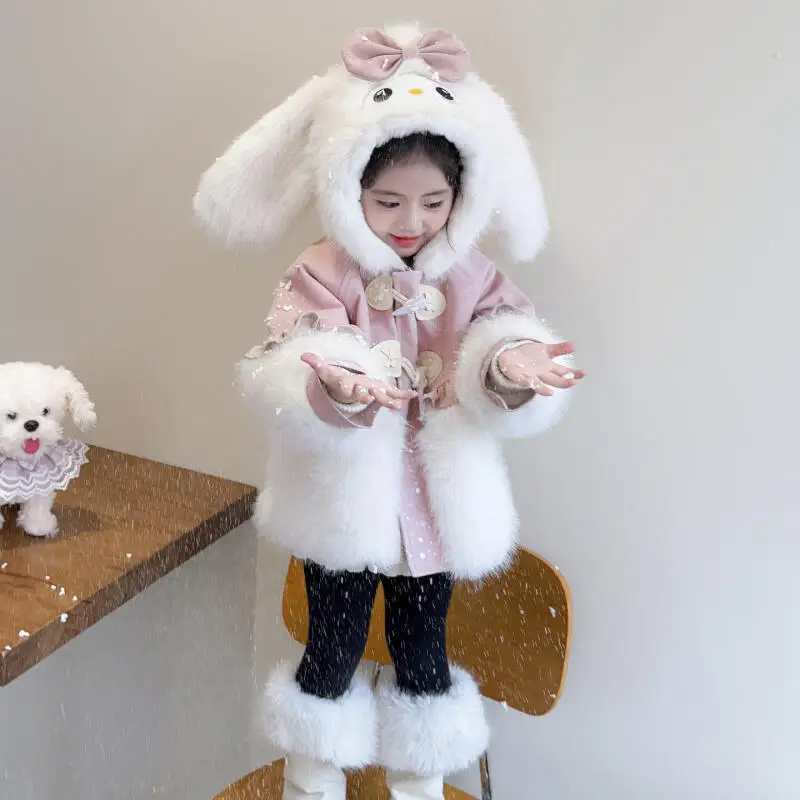 

Hot Sanrio Girl Cotton-Padded Jacket My Melody Kawaii Anime Winter Student Keep Warm Thicken Tops Children's Clothing New Style