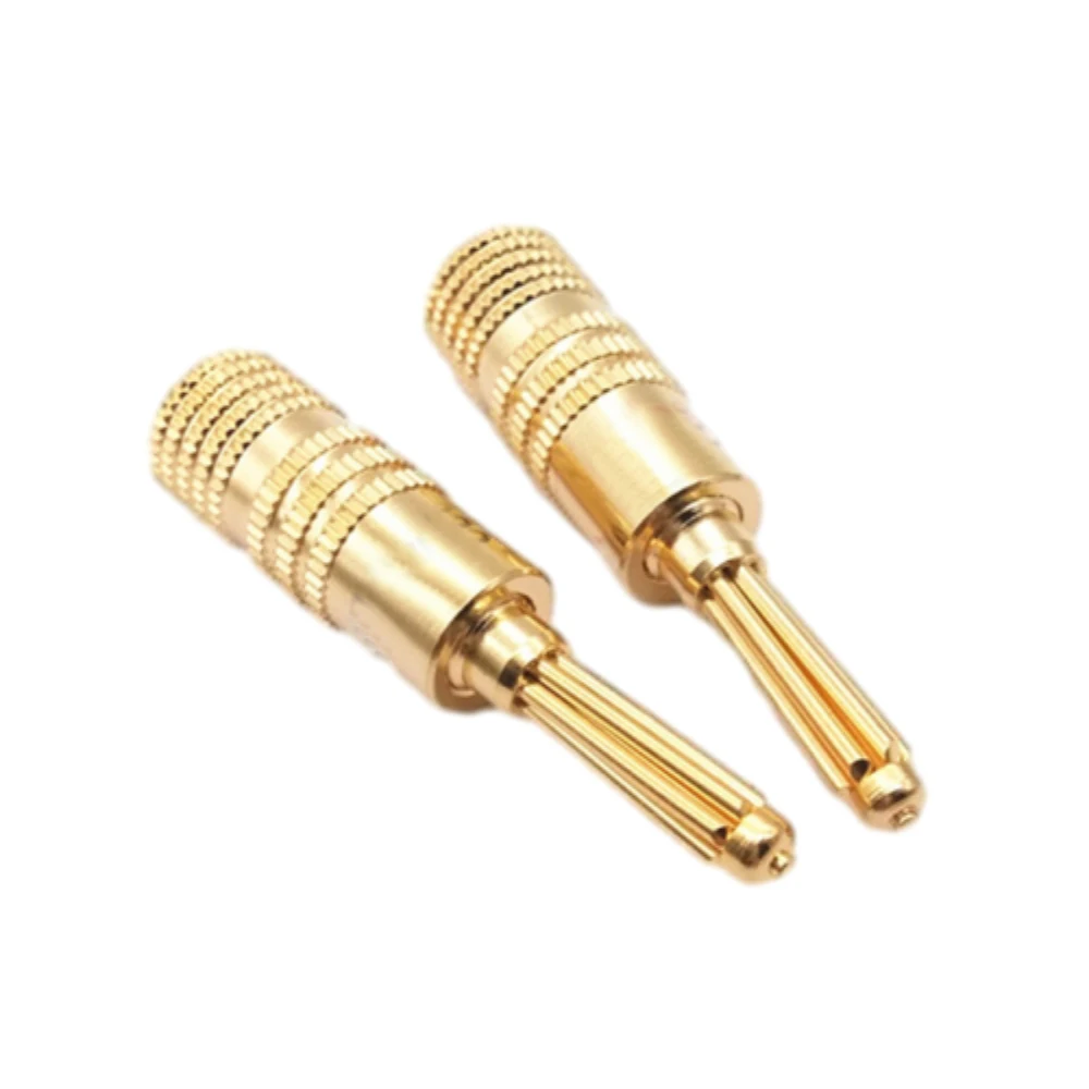 2PCS Banana Plug Connector Solid Aluminum Shell Banana Plug Gold Shell Pure Copper 4mm Six Core Banana Plug Connector Terminal