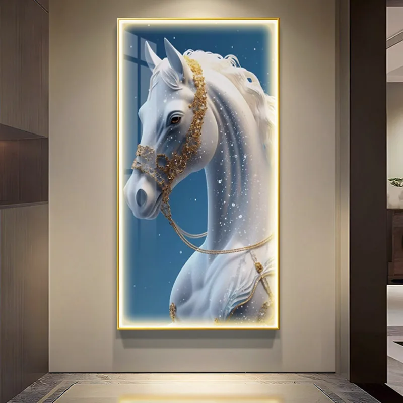 Luxury Horse LED Wall Lamps For Corridor Hotel Living Room Home Decoration Lustre Modern Hanging Painting Lighting Mural Lights