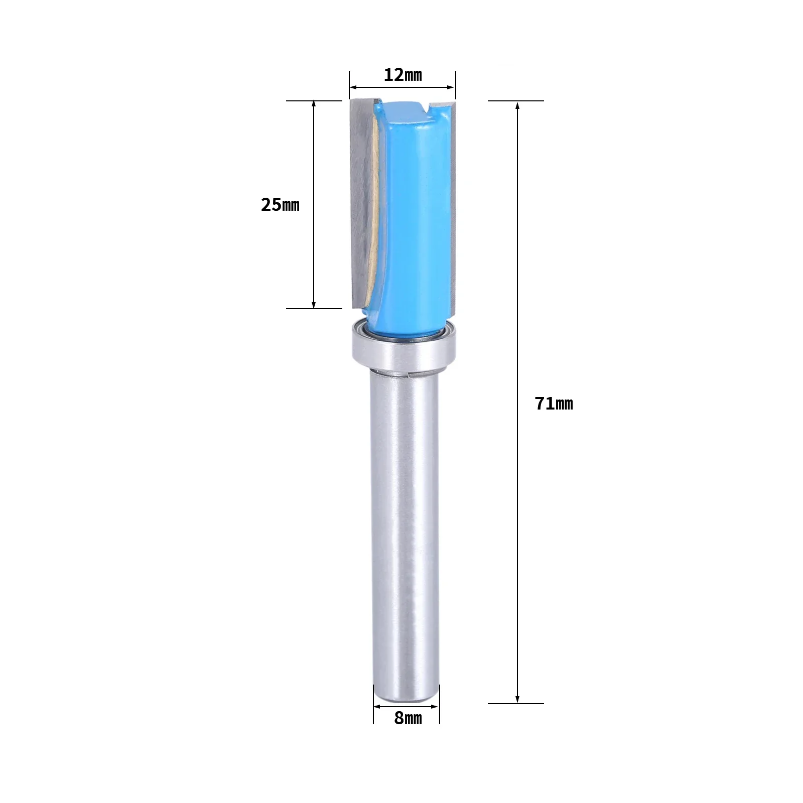 1Pc 8mm Shank Milling Cutter Wood Carving Flush Trim Router Bit Pattern Bit Top Bottom Bearing 1/2\