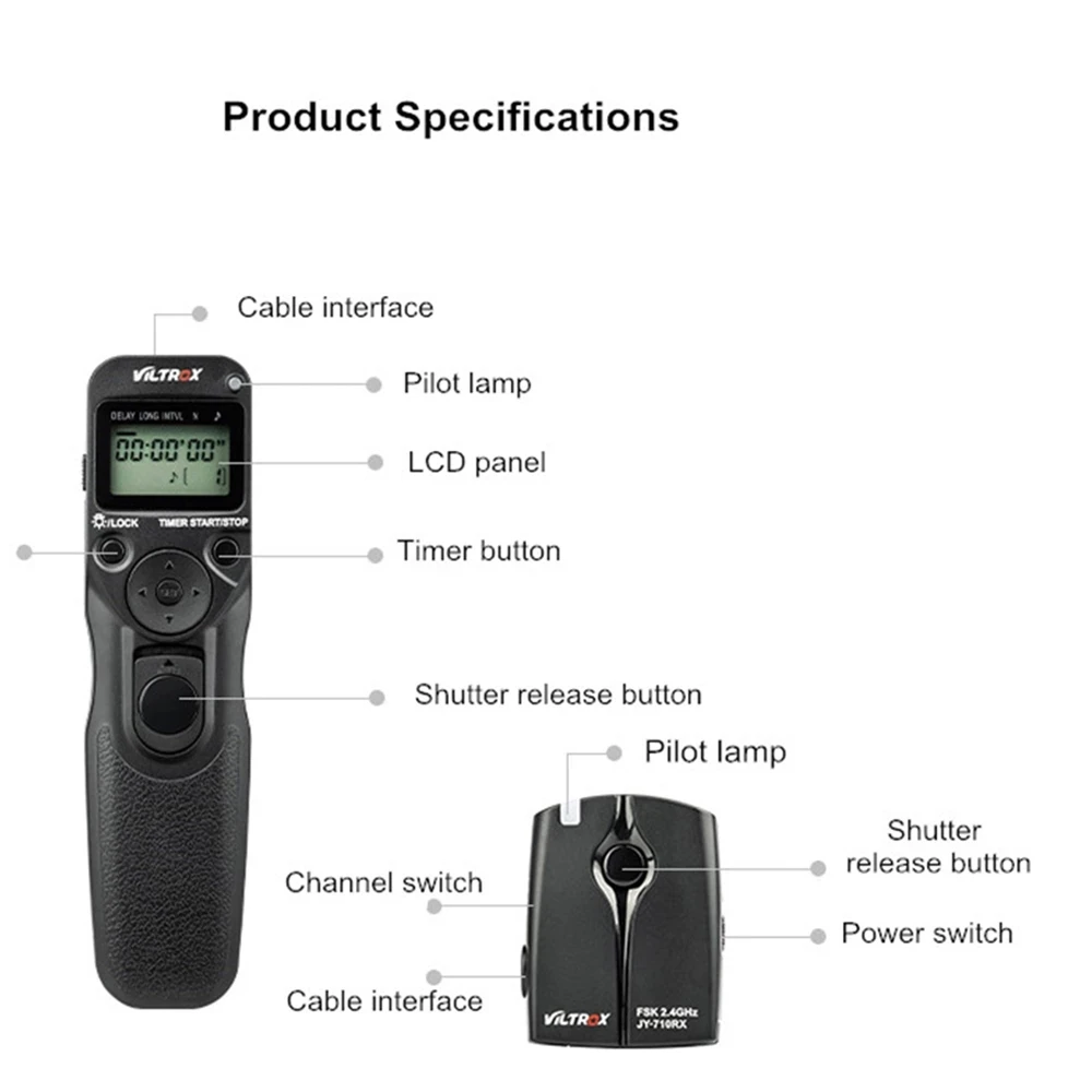 Viltrox JY-710 LCD 2.4G Wireless Timer Remote Control Shutter Release for Canon Nikon Sony Olympus Panasonic DSLR Camera