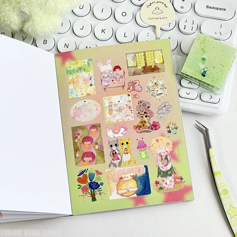 30 Sheets Island Spring Outing Sticker Book Hand-drawn Cartoon Pattern for Vintage Scrapbooking Craft Supplies