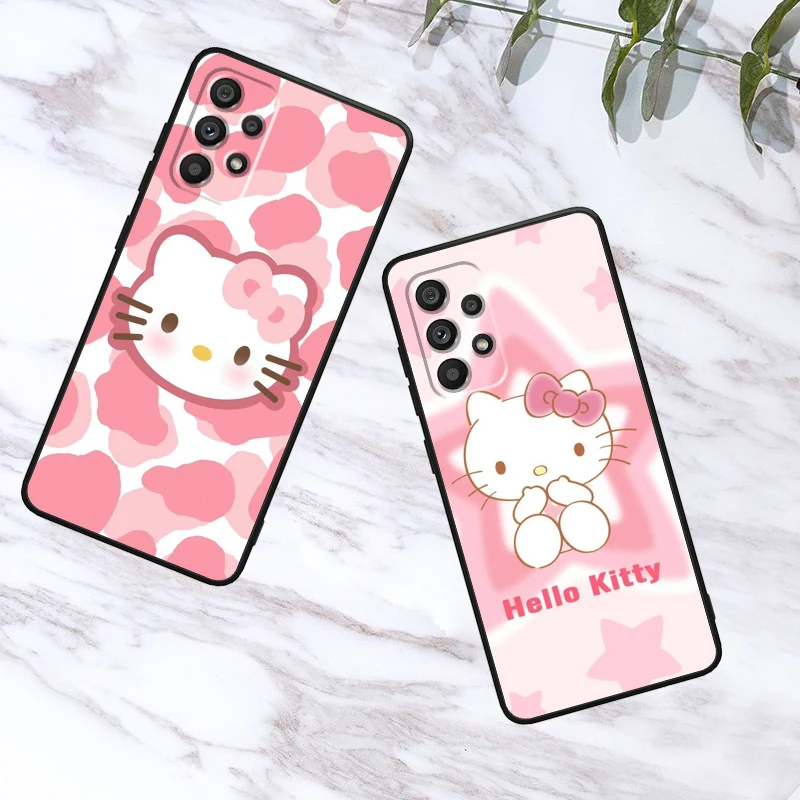 Hello Kitty Sanrio Cute For Samsung A53 A52 A33 A32 A51 A71 A21S A13 A73 A50 A22 A23 A03 A72 A54 A12 5G Black Phone Case