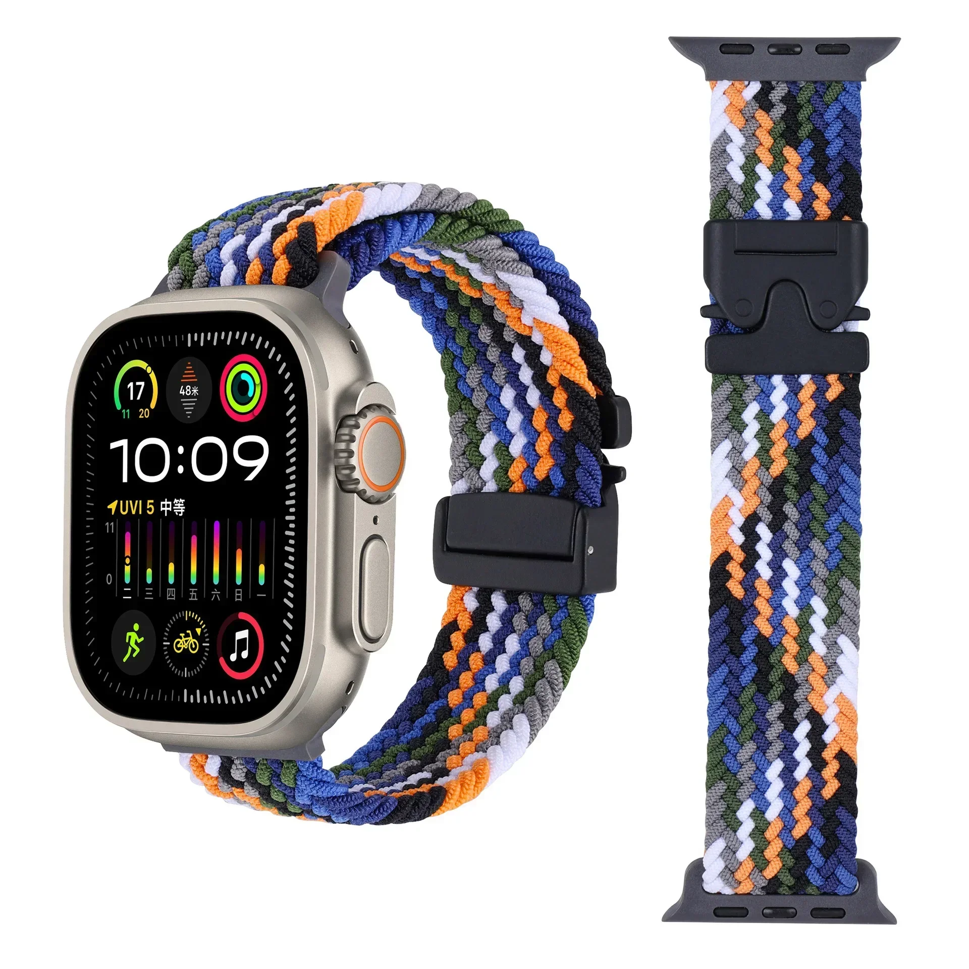 Braided Strap For Apple Watch Band 44mm 40mm 45mm 49mm 41mm 46mm 42mm Bracelet iWatch Series Ultra2 10 9 SE 8 7 65 Magnetic Band image 4