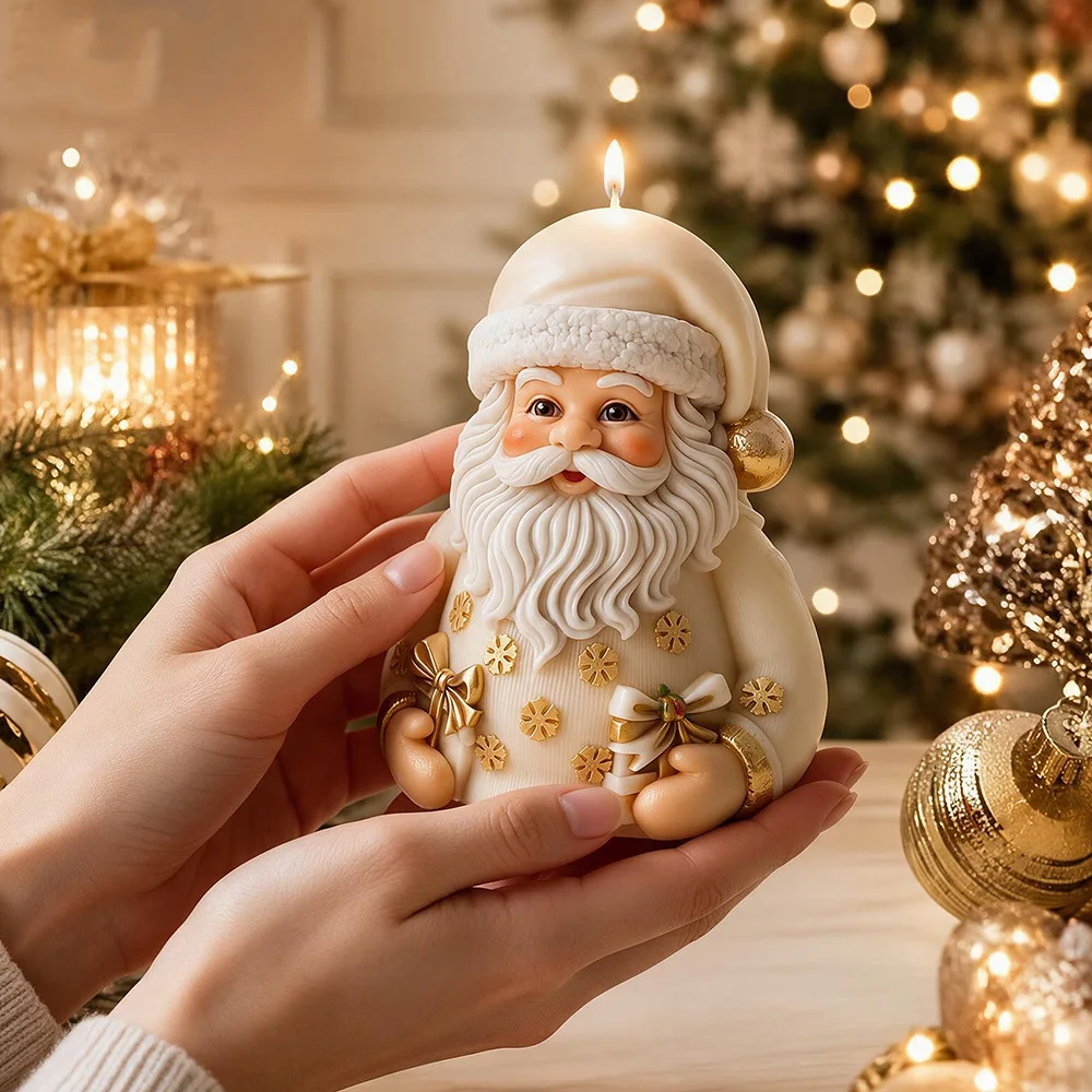 3D Santa Claus Silicone Candle Mold-Christmas DIY Scented Candle Soap Resin Plaster Handmade Mold, Home Decoration