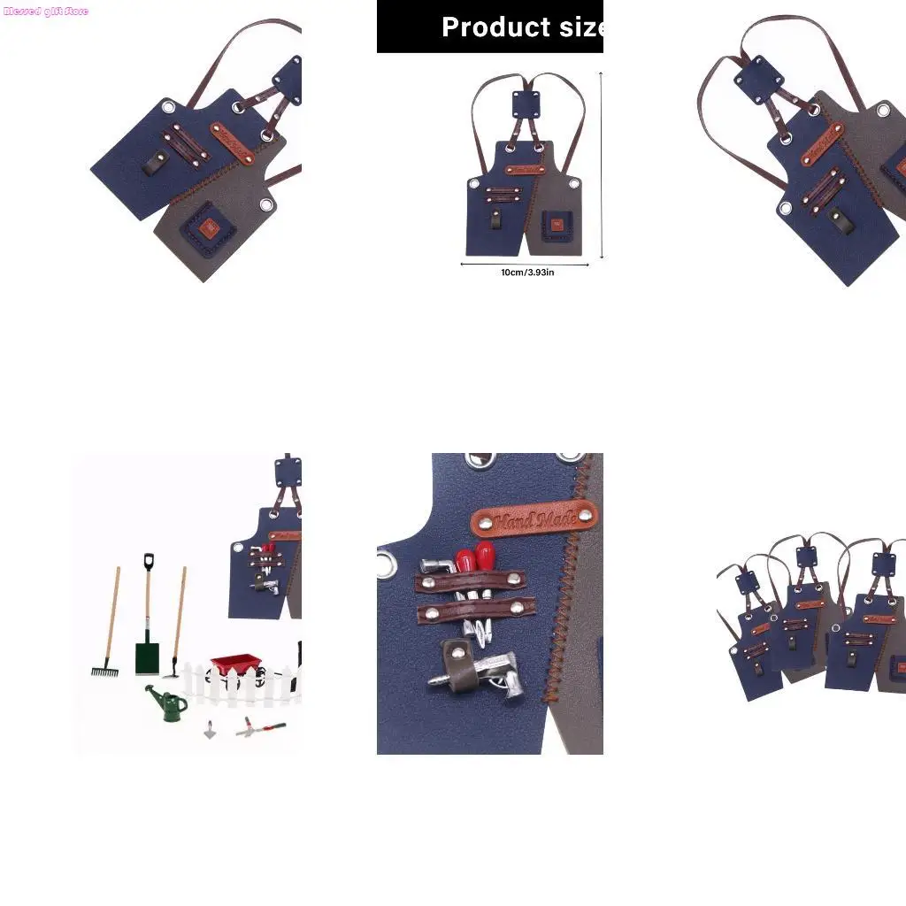 D0JC Creative Multiple Functional Doll Apron Washable PU Clothes Colorful Workwear Design For Model Photography Props
