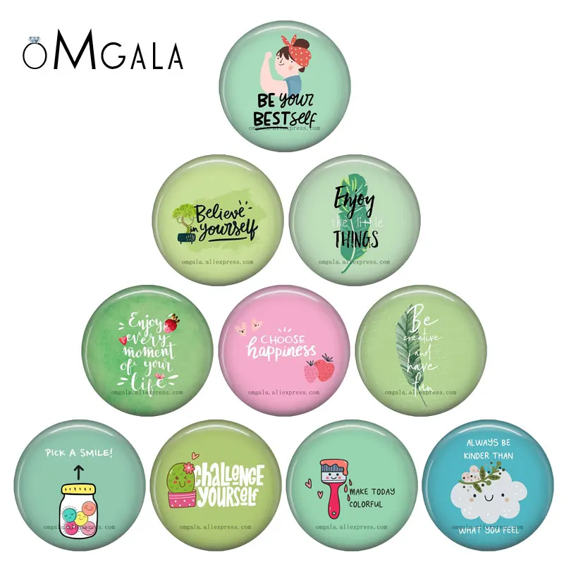 Small Fresh Inspirational Phrases Be Yourself 8mm 10mm 12mm 14mm 20mm 25mm Handmade Photo Glass Cabochons DIY Making Accessories