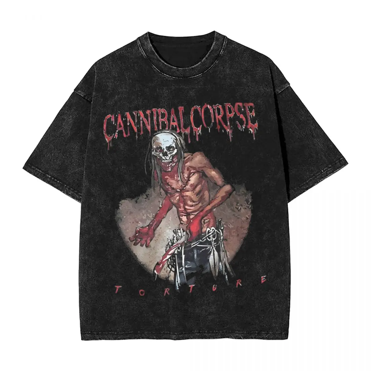 Cannibal Corpse Torture T Shirt Washed Oversize T-Shirt Death Metal Novelty for Men Women Tops Streetwear Printed Tees