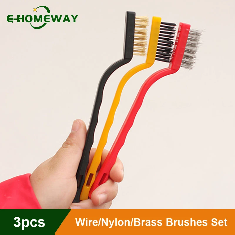 3Pcs Stainless Steel 7 Inches Brush Brass Cleaning Brush Polishing Rust Remover Metal Wire Burring Cleaning Tool Family