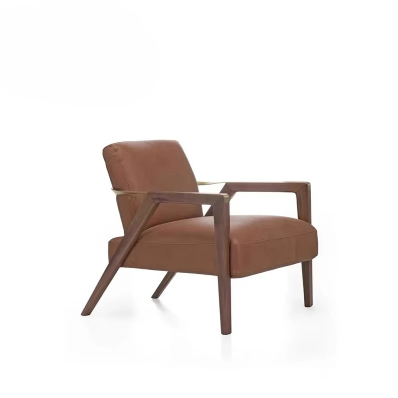 Modern Recliner Single Sofa Chair Solid Wood  Armchair Revolving Tufted for Hotel Rooms Leisure Living Room Furniture