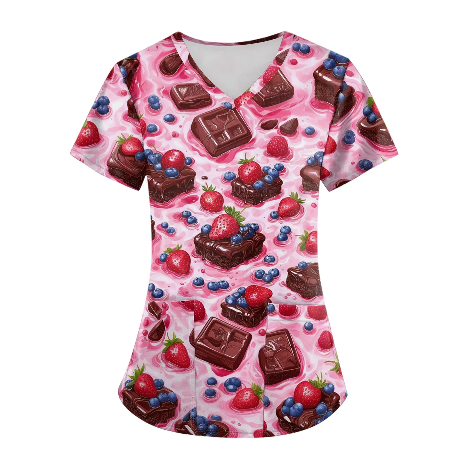 Fun Printed Hospital Nurse Scrub Working Uniform Outfits for Female Pet Beauty Salon Work Medical Workwear Scrubs Set