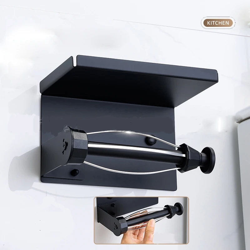 No Punching Stainless Steel Toilet Paper Towel Roll Holder Stand with Damping Storage Rack Tissue Holder Bathroom Accessories