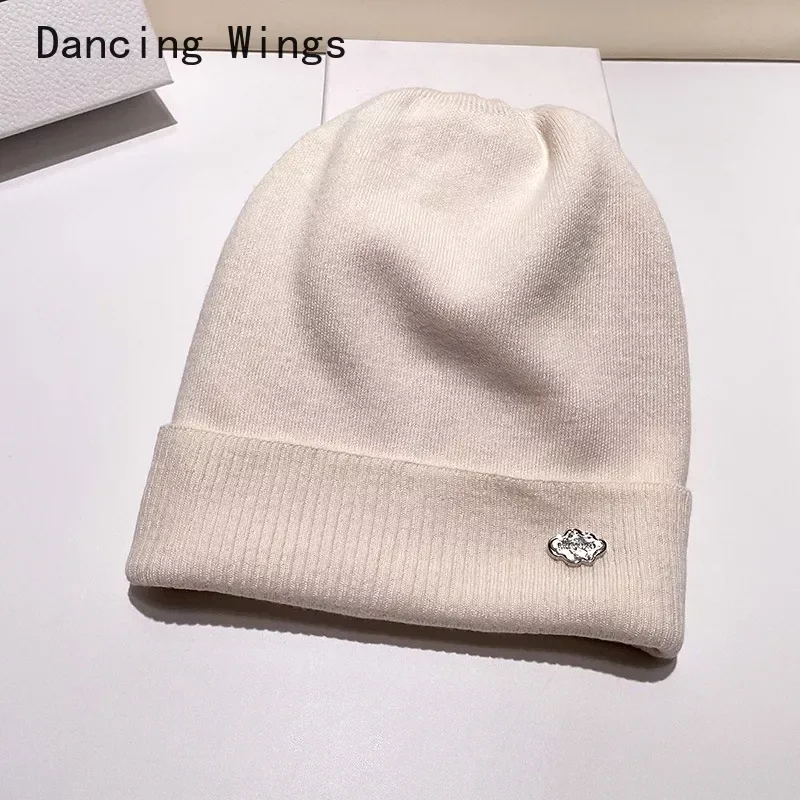 

Real Rabbit Fur Diamonds Letter Beanies Hats For Women Winter Warm Knitted Hat Famous Brand Lady Casual Bonnet Skiing Cap