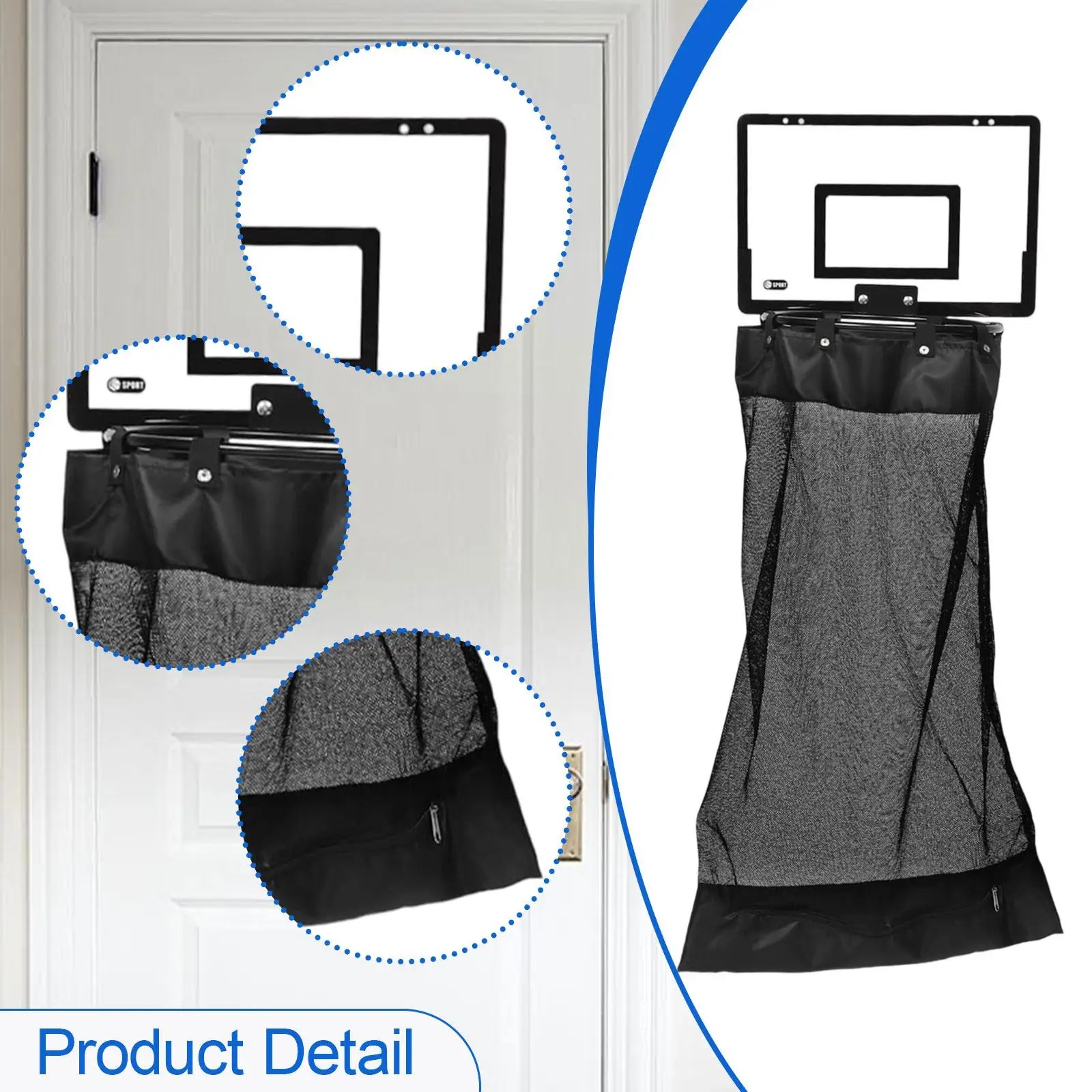 

over Door Laundry Bag Basketball Hoop Design Large Mesh Dirty Clothes Storage for Dorms Bathrooms